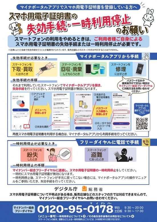 表紙の写真：スマホ用電子証明書搭載サービス機種変更時リーフレット