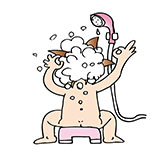 イラスト：シャワー洗髪
