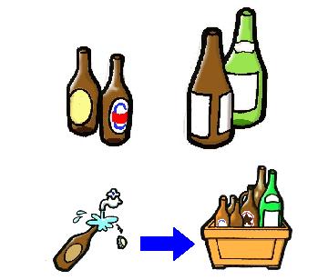 イラスト：ビールびん・一升びんの出し方