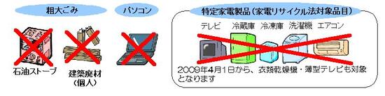 イラスト：燃やせないごみに出せないもののイラスト