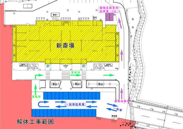 青森市斎場駐車場案内図
