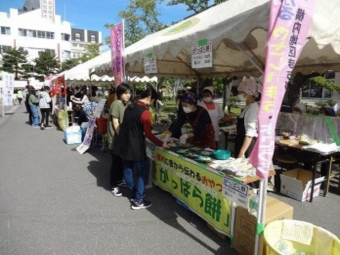 写真：横内地区の「がっぱら餅のPR活動」