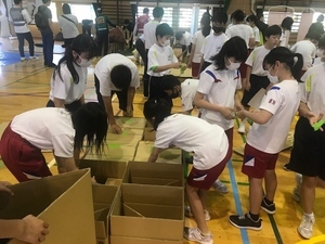写真:東中学校避難所運営訓練2