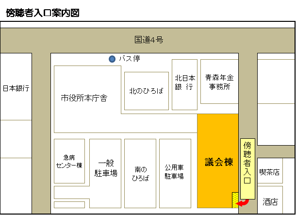 地図：傍聴者入口案内図