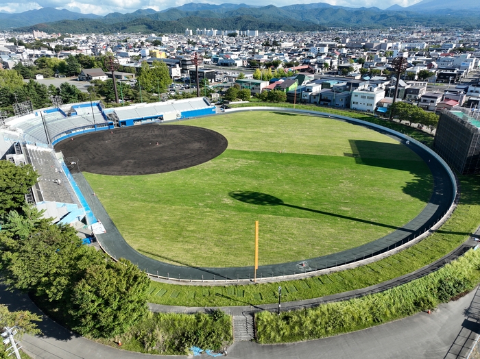 外野の芝生張り付け