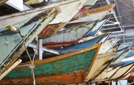 展示コーナー（津軽海峡及び周辺地域のムダマハギ型漁船と漁業）